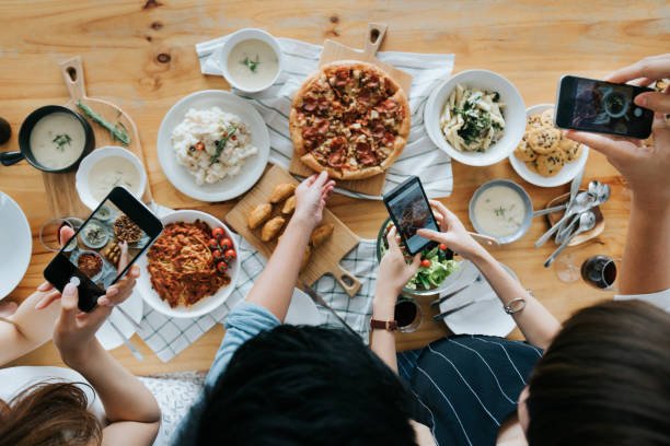Friends having pizza together